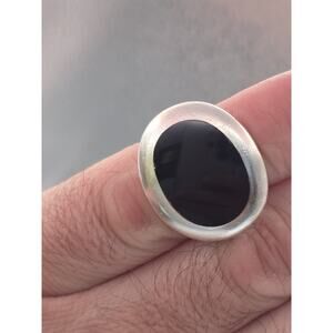 MODERNIST ROBERT LEE MORRIS STERLING SILVER ONYX BLACK RING SIZE 7